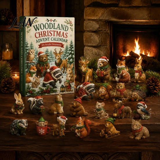 Advent Calendar for Girls 24 Days Christmas Calendar, Forest Animals Countdown Holiday Gift Kids Cute Acrylic Collectible Toys Party Decoration