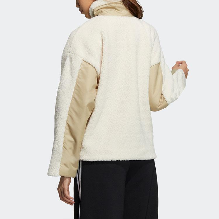 adidas Оригинальная Женская Спортивная Куртка-Флис Originals Sherpa Color Block с Воротником-стойкой Цвет: Кремово-белый HC6603