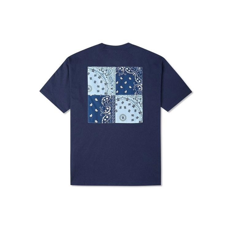 Converse Contrasting Colors cashew Loose Round Neck Short Sleeve Couple Style Blue Men's 10023154-A03