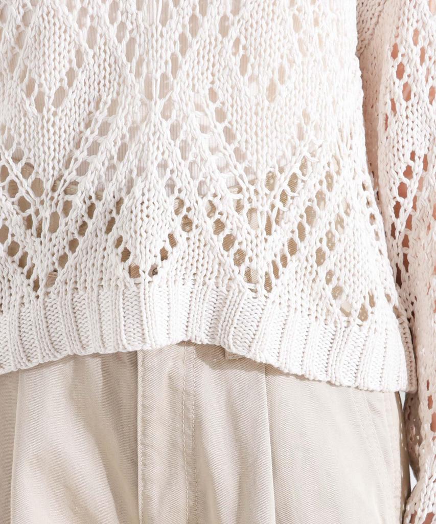 Nano Universe Lilyan Openwork Knit F Women's Pullover, 037, Ivory, 673-5122323