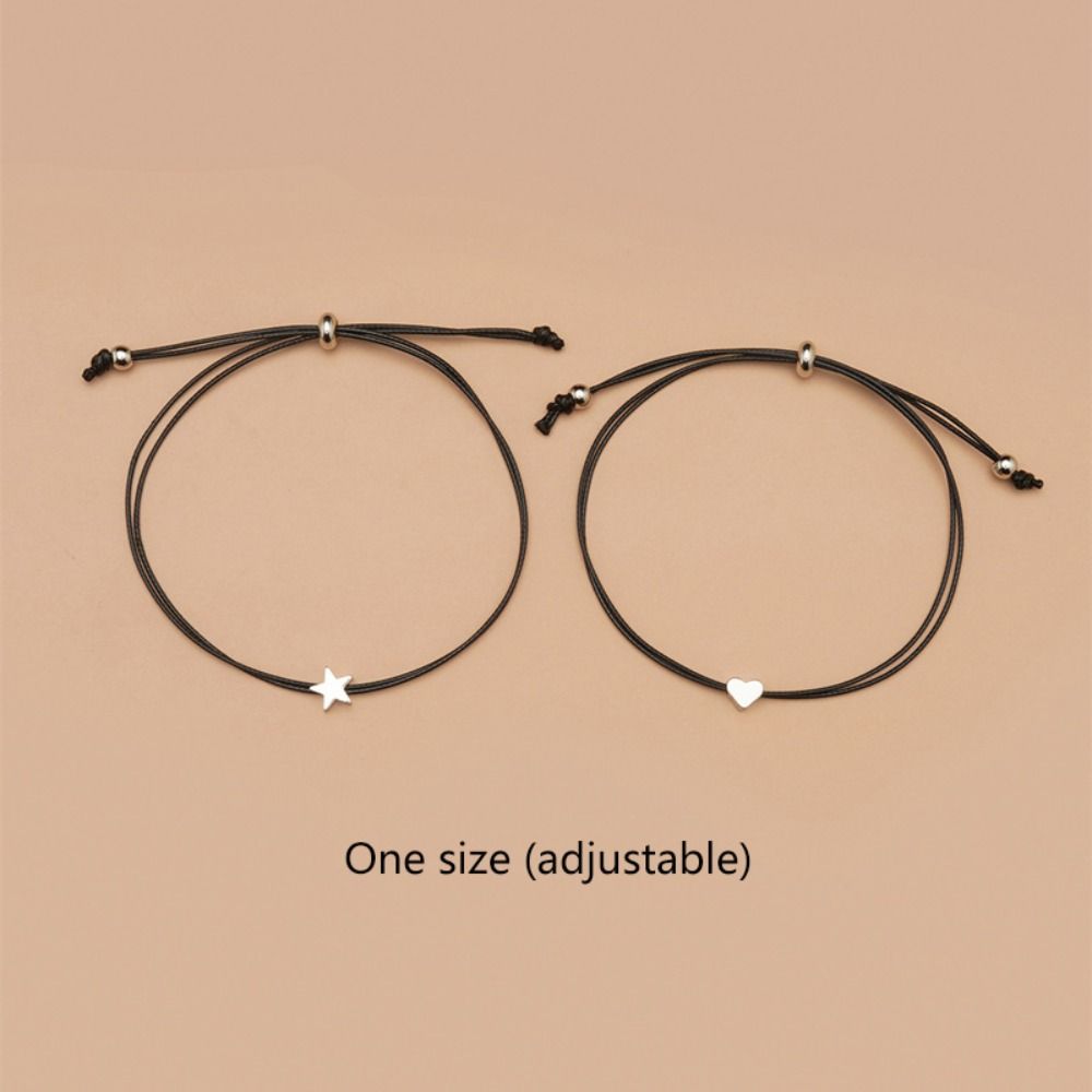 2 шт. Браслет-карточка дружбы со звездой, регулируемый, для пары, новые браслеты с маленьким сердечком, мужские