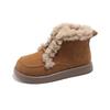 2024 Children Plush Leather Boots for Girls Winter New Fashion Korean Style Soft Bottom Anti-slippery Versatile Chic Warm Shoes