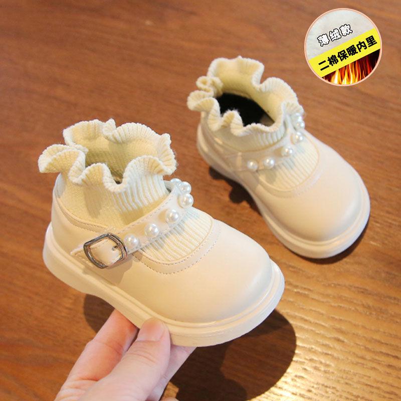 Girls' Soft-Soled Martin Boots, Leather Princess Shoes, Baby & Toddler Spring/Autumn Shoes, Ages 1-3.