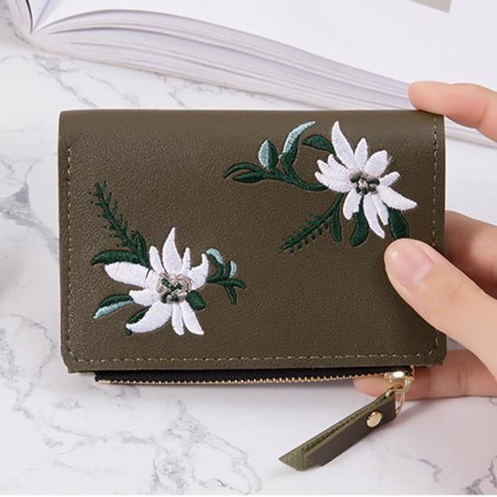 Yogodlns Модный кожаный короткий женский кошелек, женский маленький клатч, карман для монет, держатели для карт, женский кошелек с вышивкой