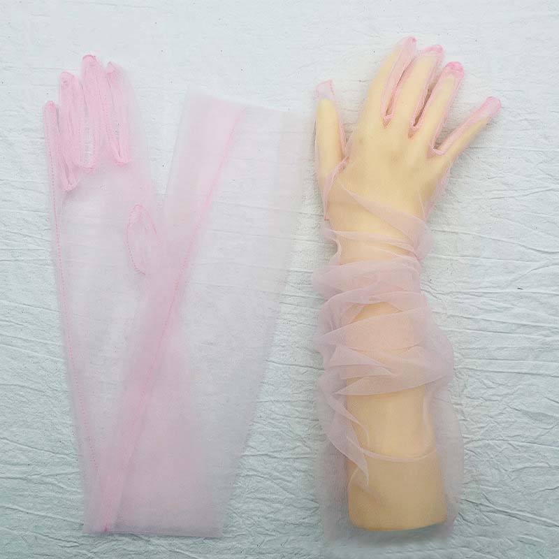 1 пара длинных прозрачных тюлевых перчаток, женские ультратонкие эластичные варежки с длинными пальцами, сетчатые свадебные перчатки невесты, аксессуары на Хэллоуин