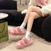 New Women Winter Fashion Faux Fur Home Cotton Shoes Warm and Soft Platform Slippers Women Flat Ladies Shoes  Zapatos De Mujer