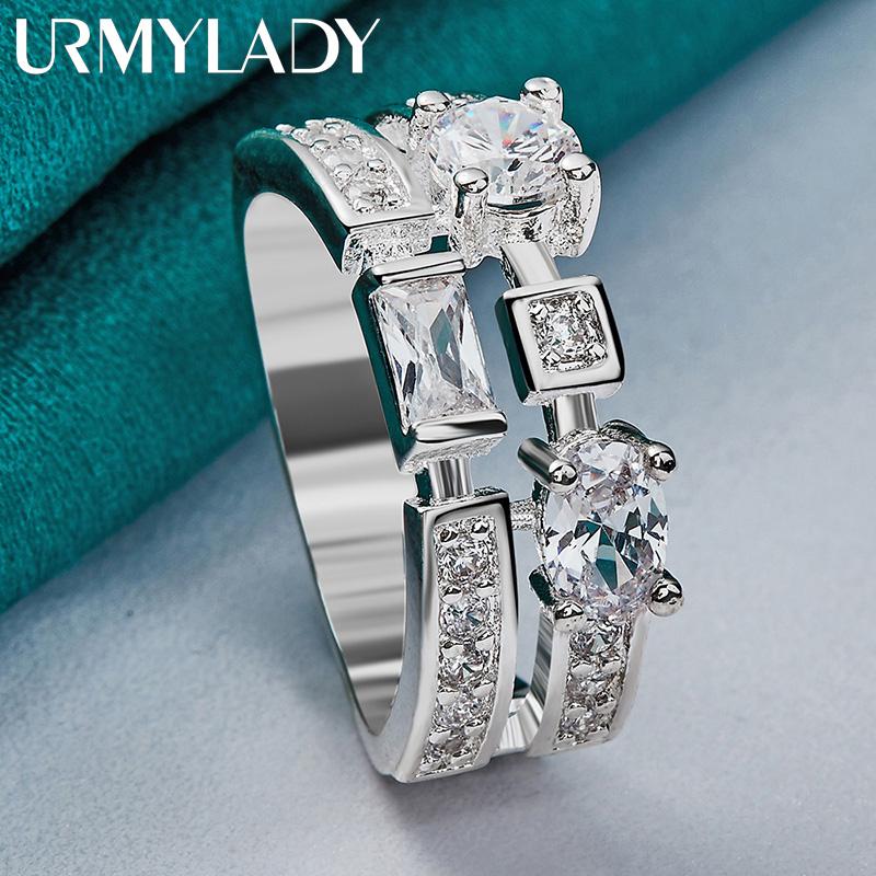 925 Sterling Silver Zircon 7-10# Ring For Women Fashion Charm Jewelry MR028