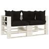 Day and Night - Day and Night 2-seater Wooden Garden Pallet Sofa with Black Cushions