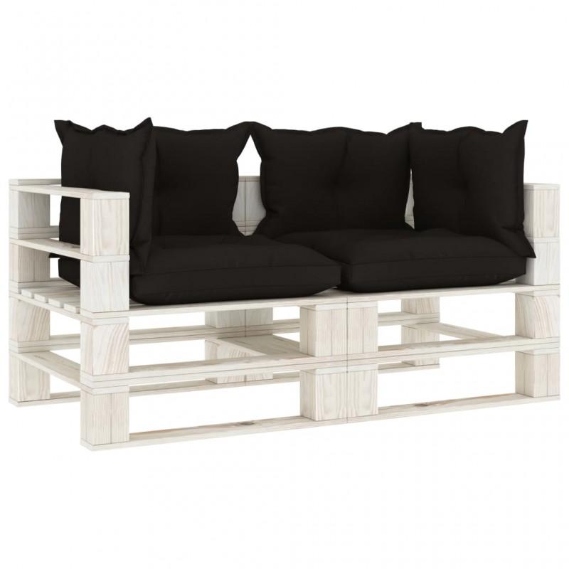 Day and Night - Day and Night 2-seater Wooden Garden Pallet Sofa with Black Cushions