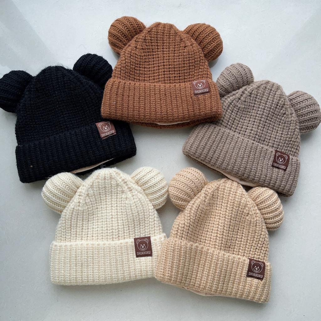 Детская зимняя шапка-бини с ушками, 80% акрил 20% полиэстер, легкая вязаная ткань, облегающая, городская тематика, застежка-пряжка, подарок