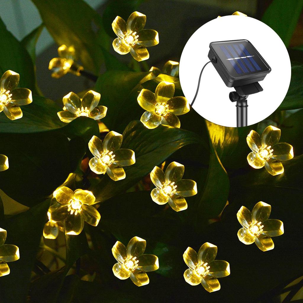 Solar String Lights 7m 50led Peach Flower Waterproof Outdoor Decoration Lighting Fariy Christmas Lights Wedding Party Garden Outdoor Decoration Light