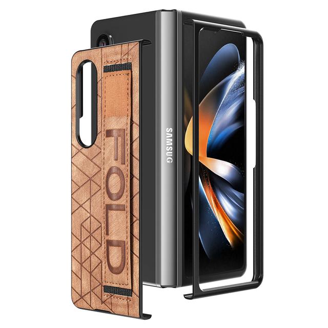 Противоударный нескользящий кожаный браслет для Samsung Galaxy Z Fold4 5g Fold 4 Fold3 Fold 3 Защитные чехлы от падения