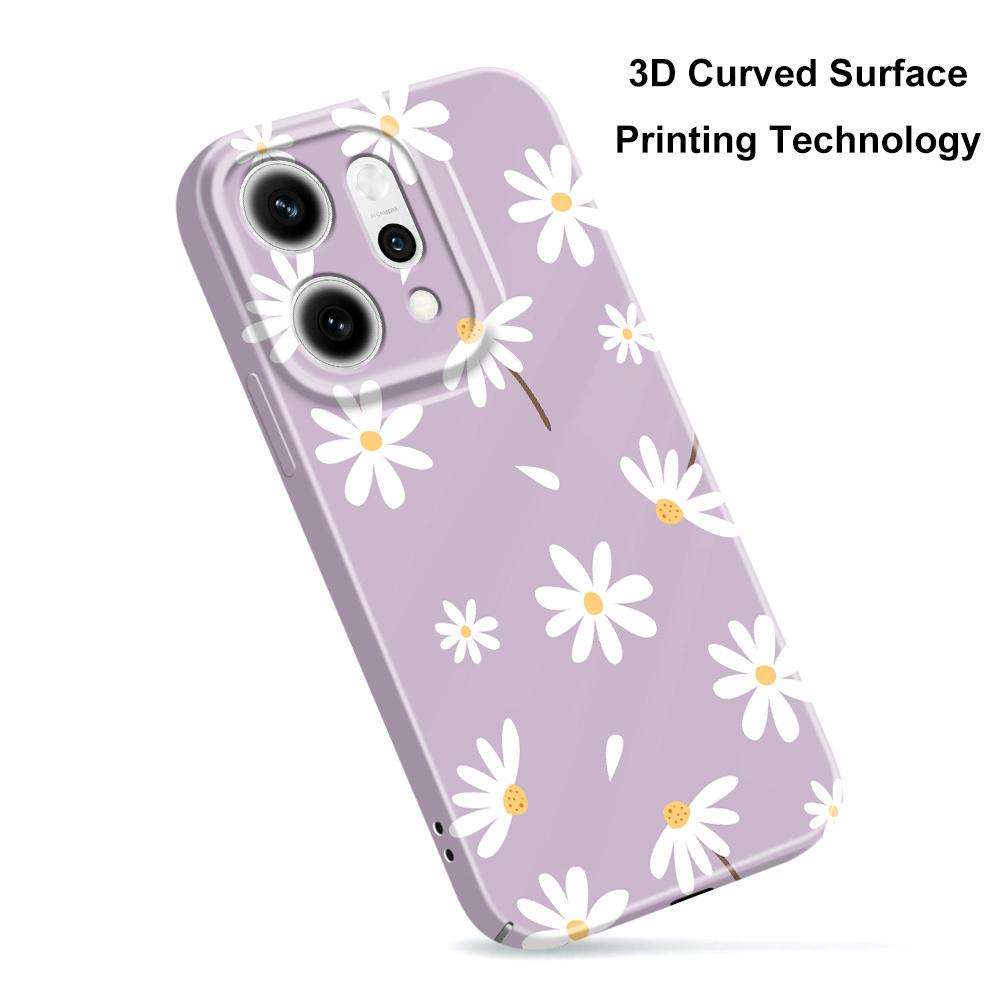 Простой чехол для телефона с ромашками для OPPO Reno 14 14F 13 13F 12 12F 11 11F 10 8 8Z 8T 7 7Z Pro 4G 5G Пленка Жесткий чехол