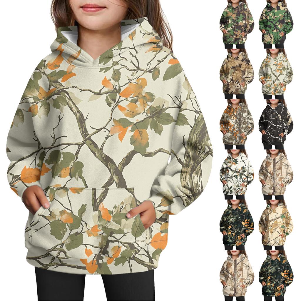 Girls' Hooded Tie- Sweatshirt - Pullover Print Top