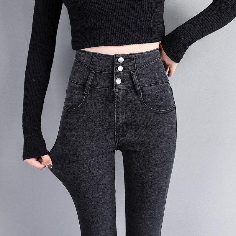 Теплые джинсовые брюки плюс утолщенные брюки из бархата с высокой талией на молнии, устойчивые к холоду, облегающие узкие брюки, джинсы женские 4XL