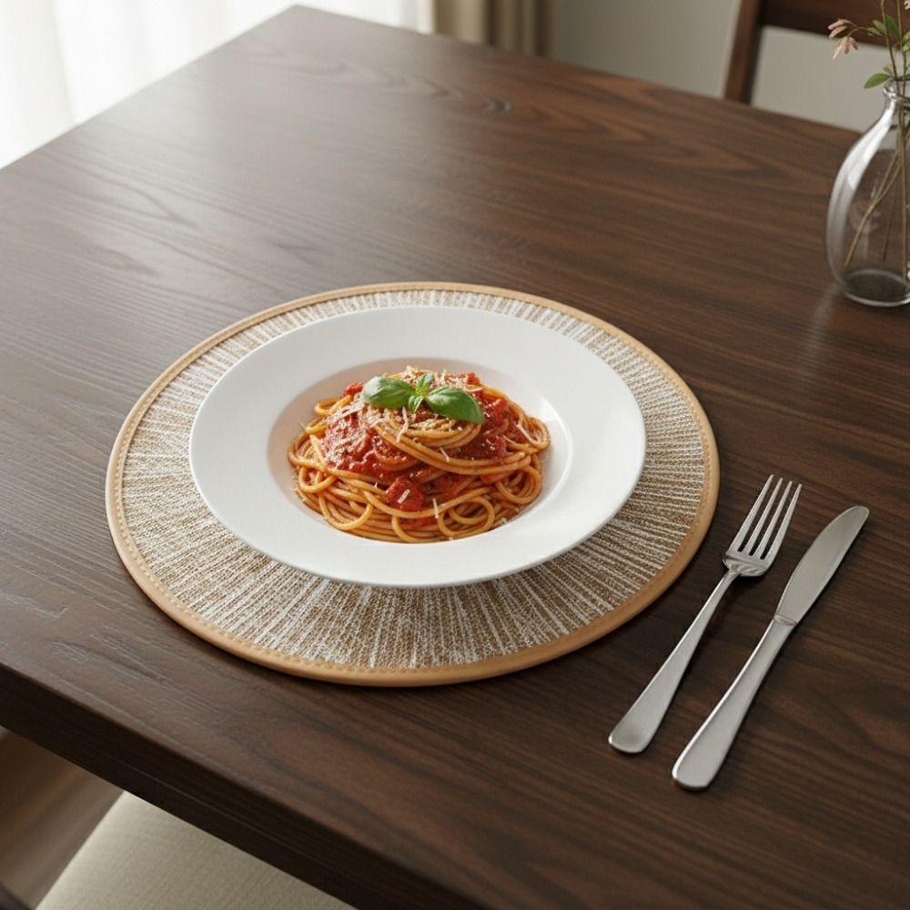 4PCS Bohemia Round Burlap Macrame Placemats Ray Pattern Dinnerware Mat Jute Tableware Mat Hotel