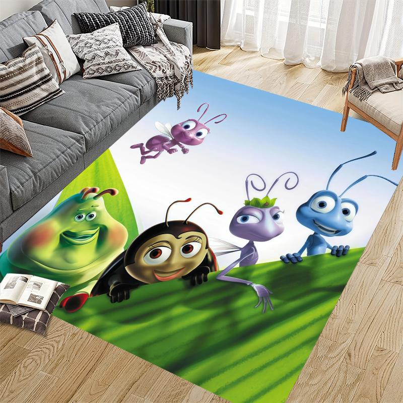 A Bug's Life Home Sofa Decoration for Living Room & Bedroom, Non‑Slip Play Flannel Floor Mat for Game Room