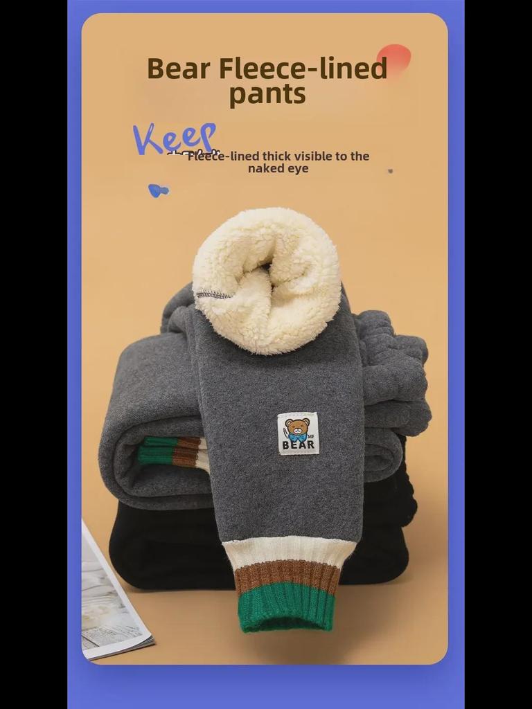 Стильные черные зимние леггинсы с бархатной подкладкой для девочек - теплые и уютные брюки для детей