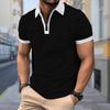 Мужская рубашка поло повседневная на молнии с коротким рукавом модная повседневная на молнии летняя весенняя рубашка стандартного кроя с принтом 3D полностью черная