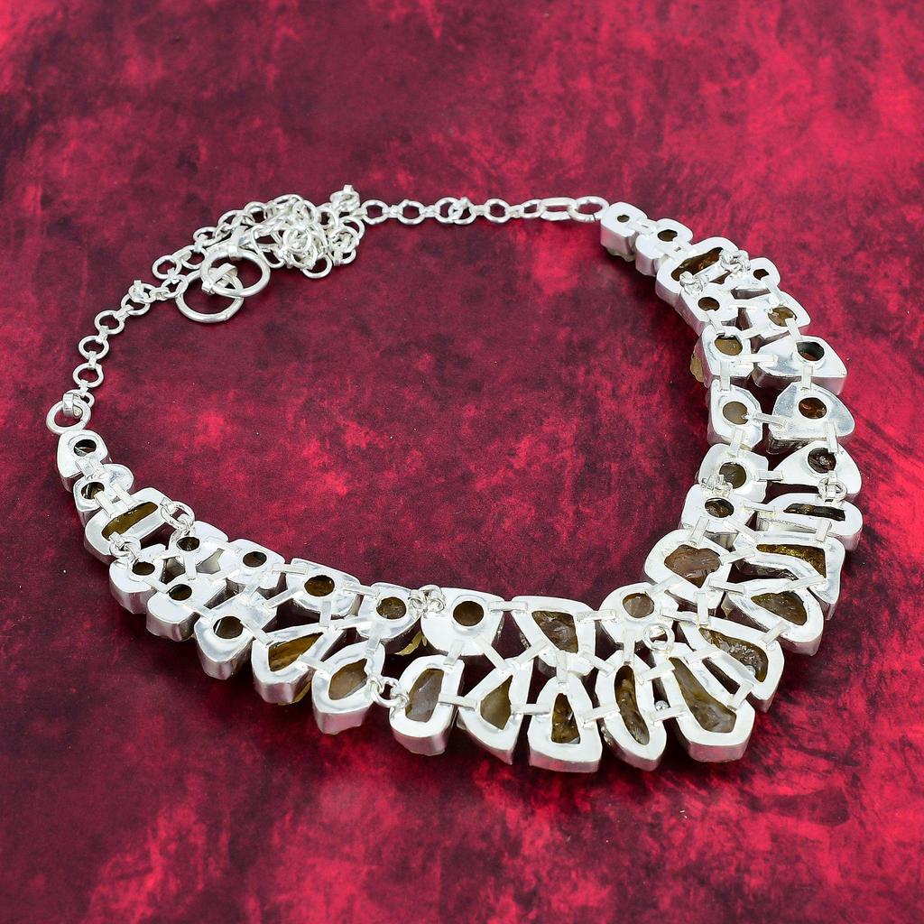 Грубое цитриновое ожерелье, ювелирные изделия ручной работы, стерлинговое серебро 925 пробы, дизайнерское ожерелье, ювелирные изделия из драгоценных камней, ко Дню памяти