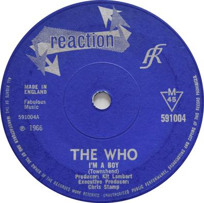 7-дюймовая пластинка WHO - I'm A Boy 591004 Reaction 1966 UK Rock Б/у
