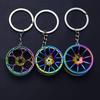 Metal Keychain Modified Car Wheel Hub Circular Shape Wheel Key Chain Auto Decoration Key Ring Pendant Car Styling Accessories