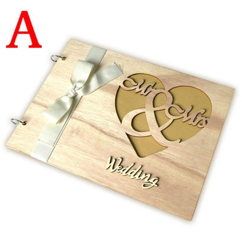 1PCS Свадебное украшение гостевая книга деревянное дерево DIY ремесленный альбом скрапбукинг фотоальбом 20 страниц