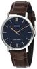 MTP-VT01L-2B Men's Minimalist Blue Dial Analog Watch with Brown Leather Band, Silver, One Size, Quartz Movement.