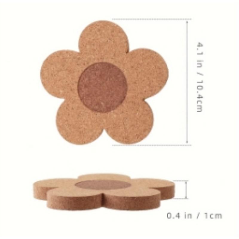 6pcs Cork Coasters, Kitchen Heat Insulation Pads for Hot and Slip-Resistant Table Mats, Kitchen Supplies, Car Cup Holders