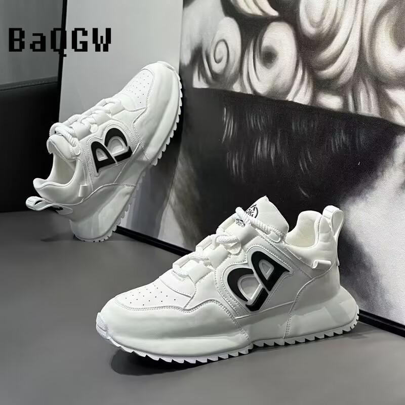 Модные дизайнерские массивные кроссовки для мужчин, покрытая подошва, модные кожаные дышащие повседневные кроссовки с увеличенной внутренней платформой