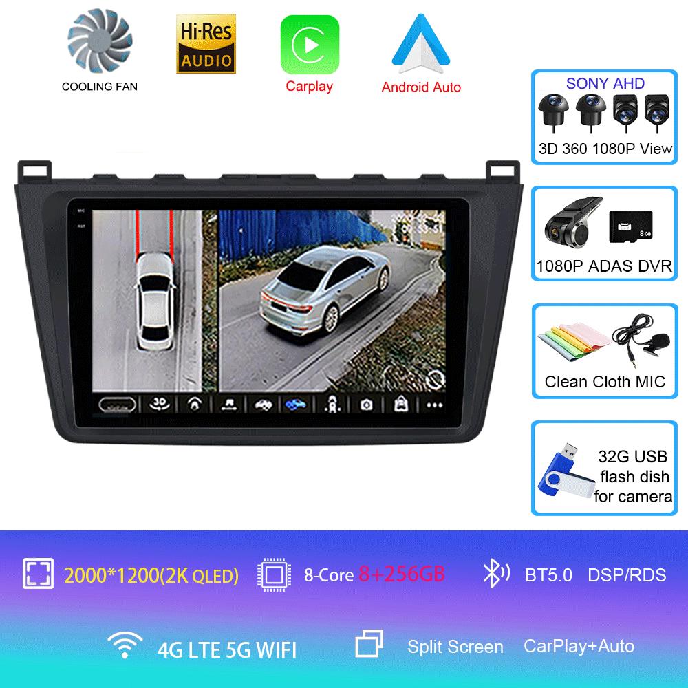 Android14 Carplay Автомагнитола для Mazda 6 GH 2007 2008 2009 2010 2011 2012 Мультимедиа GPS Видеоплеер Стерео 2din Головное Устройство