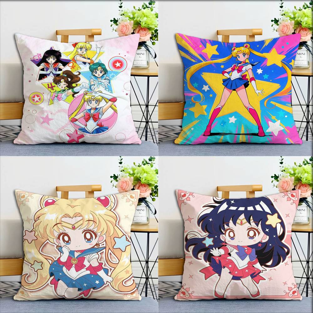 Cute girls SSailors MMoones World Various Sizes Square Pillow Case For Car Home Bedchamber Decor