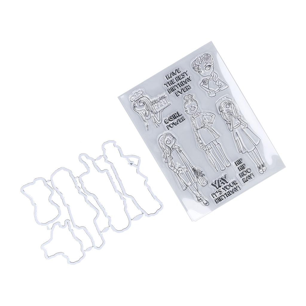 Clear Stamp Kit Unique Shape Decorative Transparent Template Embossing Cutting Die Set for DIY Scrapbook Crafts