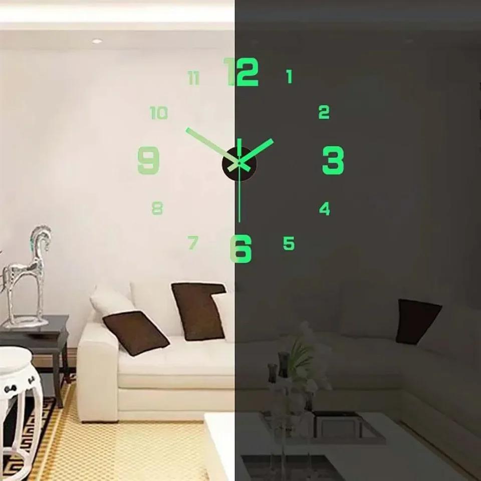 2D Творческие Простые Светящиеся Цифровые Часы Европейский Стиль DIY Бесшумные Настенные Часы Для Учебы Гостиной Без Отверстий Настенная Наклейка Часы