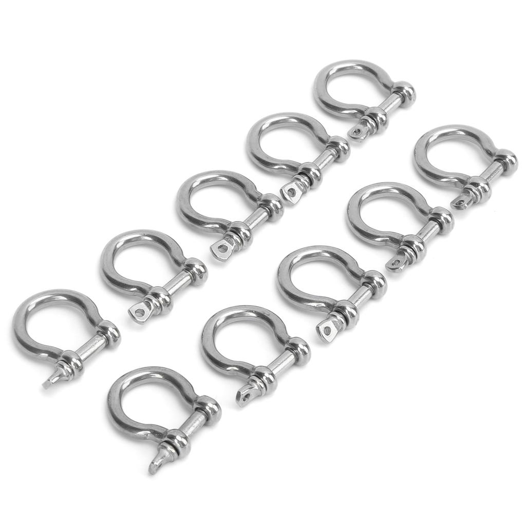 10 шт. Дужка такелажная (bow shackle) из нержавеющей стали, высокая твердость, D-образное кольцо, якорь для кемпинга, пешего туризма, активного отдыха(M4 60 кг Нагрузка )