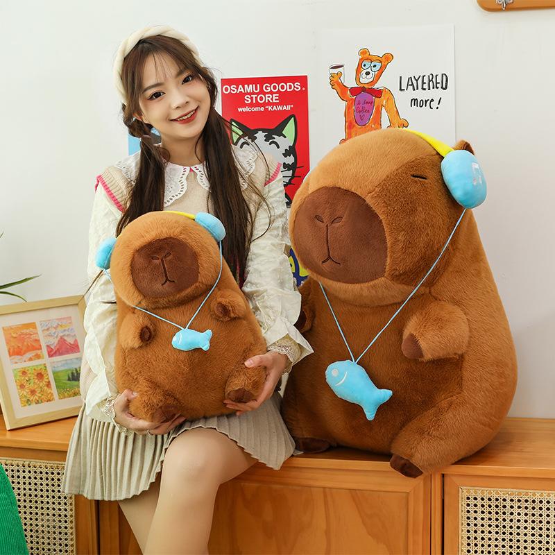 Magic Headphones Capybara Doll Large Kapibara Plush Doll Sleeping Pillow