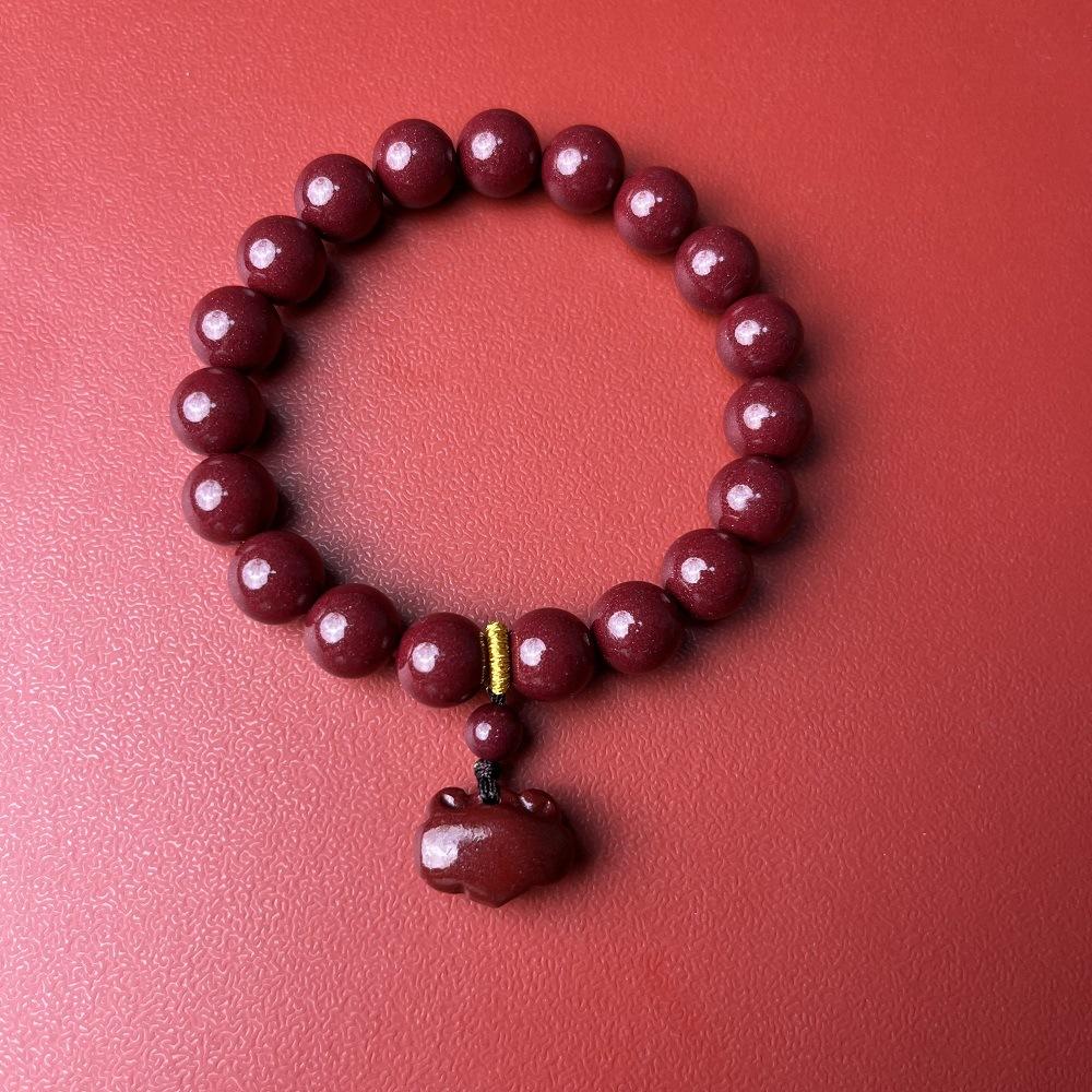 Genuine Natural High-Content Purple Gold Sand Bracelet, Women's Cinnabar Bead Bracelet, Zodiac Buddha Beads