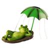 Solar Frog Garden Statue with LED Lights Frog Sculpture Decoration Outdoor Decor Animal Figurine Waterproof Ornament for Patio Lawn Yard