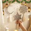 with Tassels Moon Star Hollow Mesh Wall Decor Wooden Handicraft Pendant  Ramadan Celebration