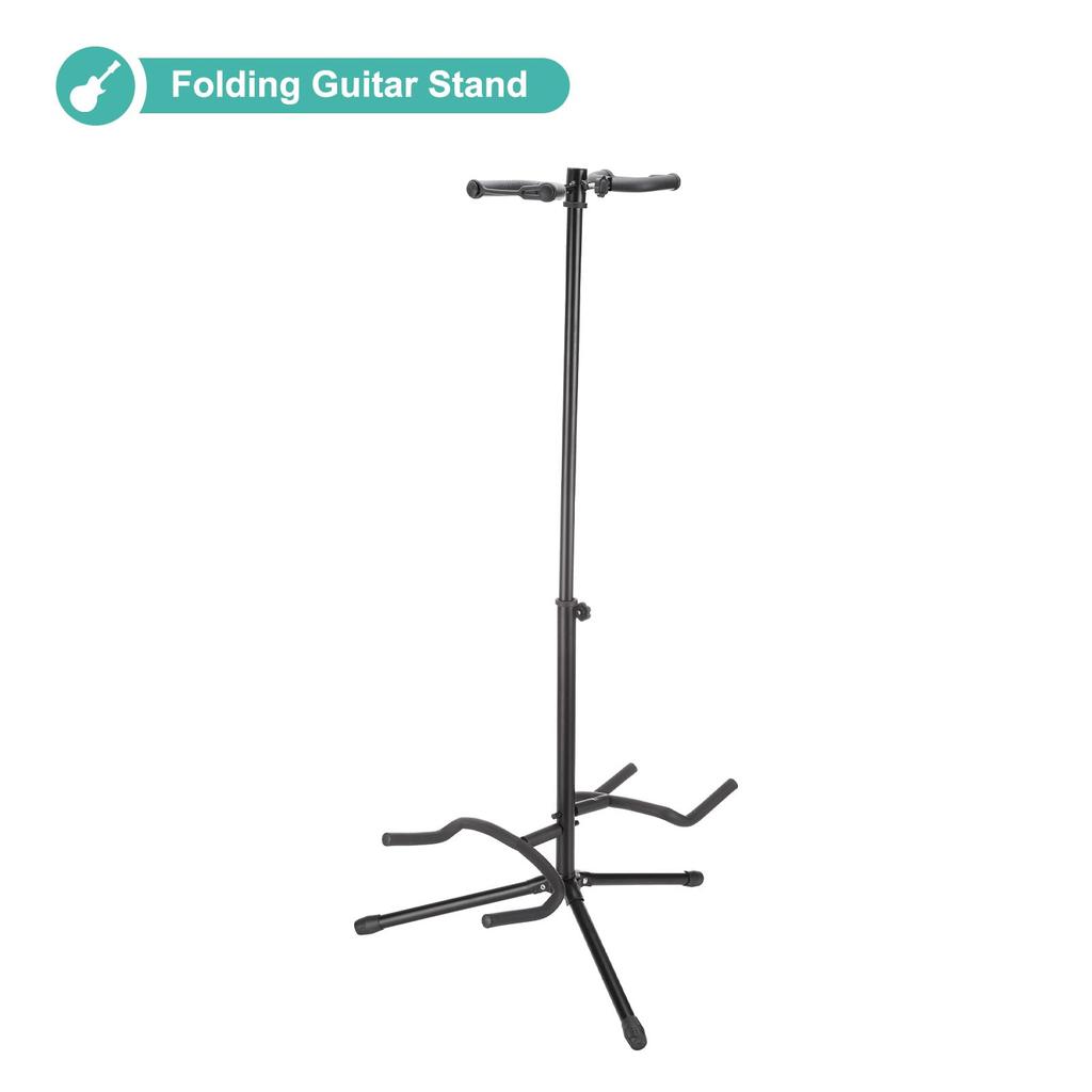 uxcell Double Guitar Adjustable Tripod Stand with Neck Holder for Electric Acoustic Guitars and Folding Tripod Guitar Stand for Two Guitars Stand,