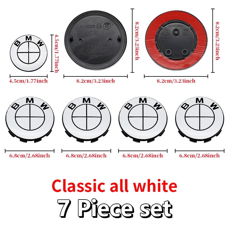 BVYD9 7Pcs ABS Car Front Grille Trunk Logo All white For BMW G30 G31 G38 G11 G12 G20 G28 F10 F48 F21 F22 Wheel Rim Decoration Cover