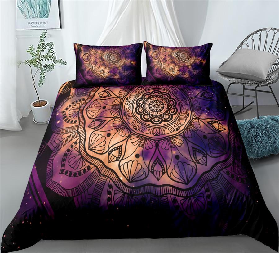 Комплект постельного белья Black Mandala Boho King Queen Double Full Twin Single Size