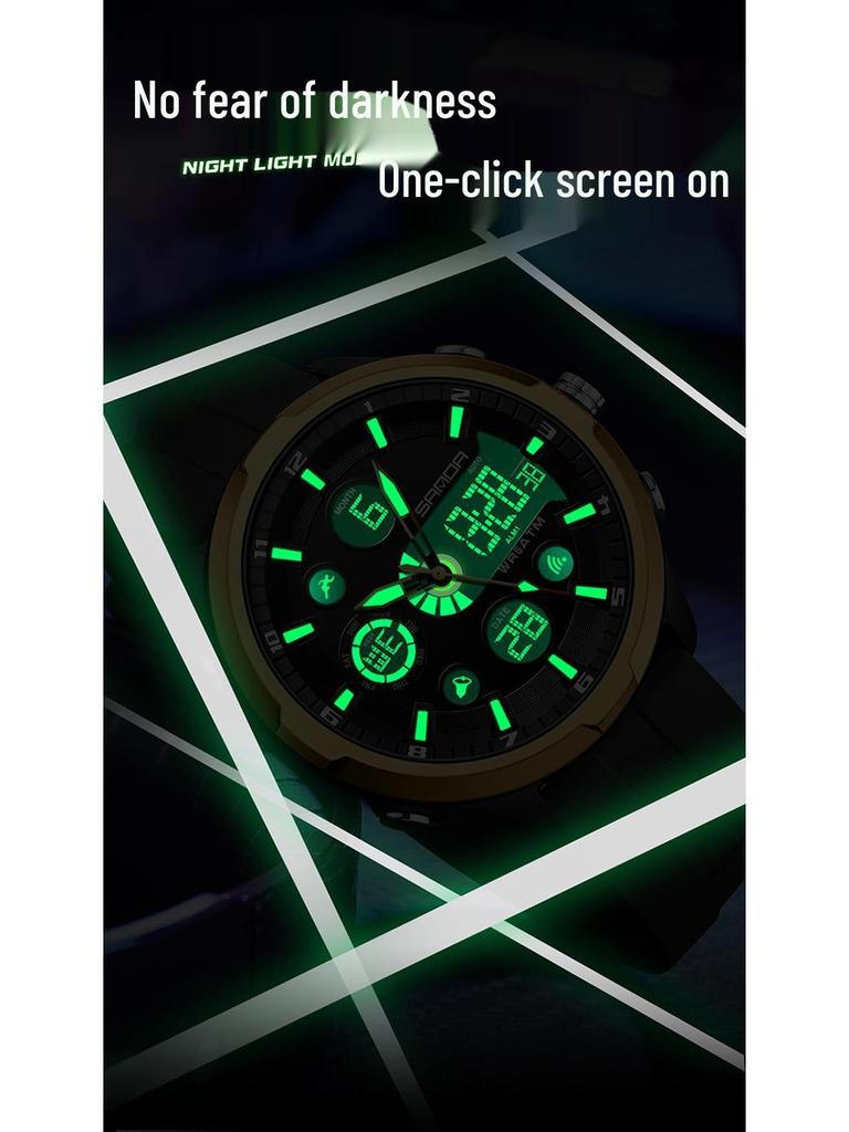 Sanda Молодежные Светящиеся Водонепроницаемые Многофункциональные Мужские Спортивные Часы