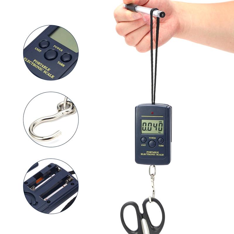 40kg Multifunctional Mini Electronic Digital Portable Hanging Scale Weighs Tool For Fishing Luggage Suitcase Travel Hook Scales+