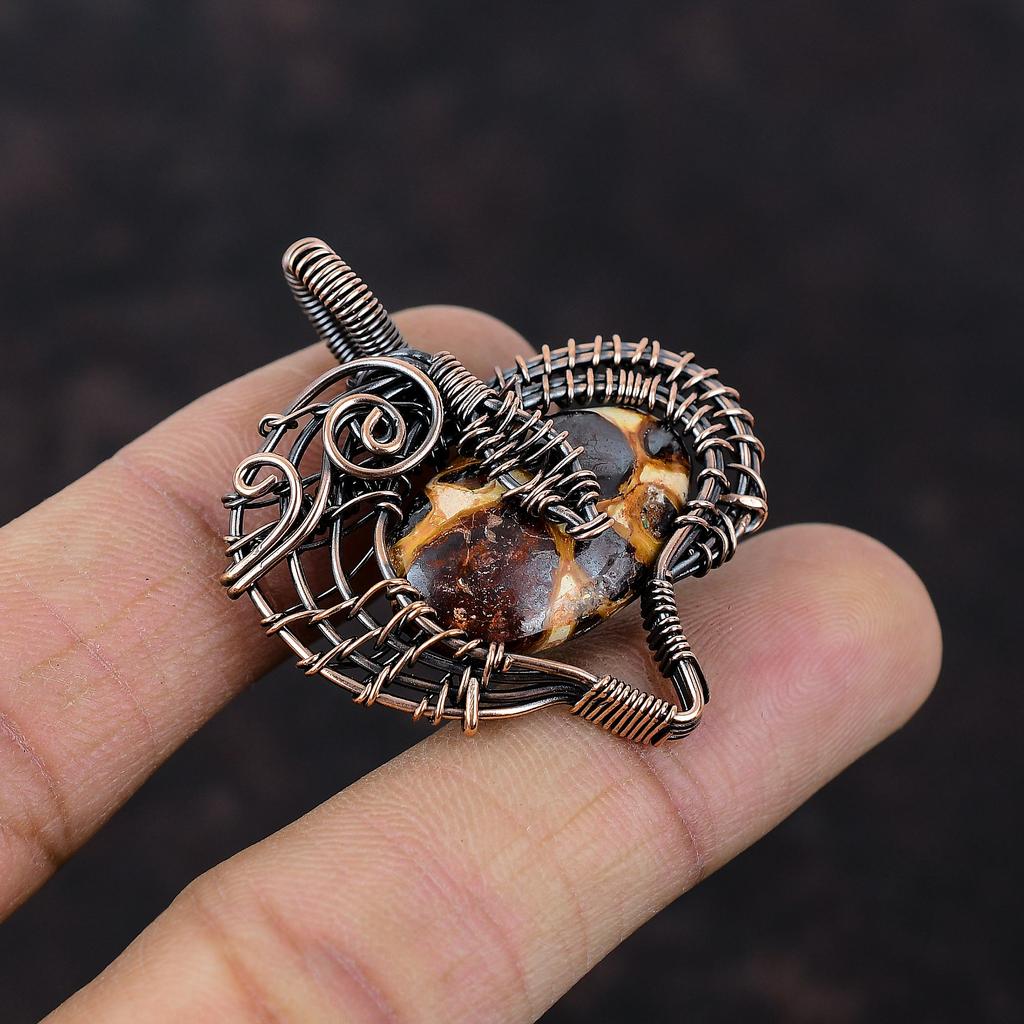 Подвеска из боксита, обернутая медной проволокой, кулон из боксита, ювелирное изделие ручной работы, дизайнерский кулон, обернутая медной проволокой, ювелирное изделие, кулон из драгоценных камней, подарок для мамы