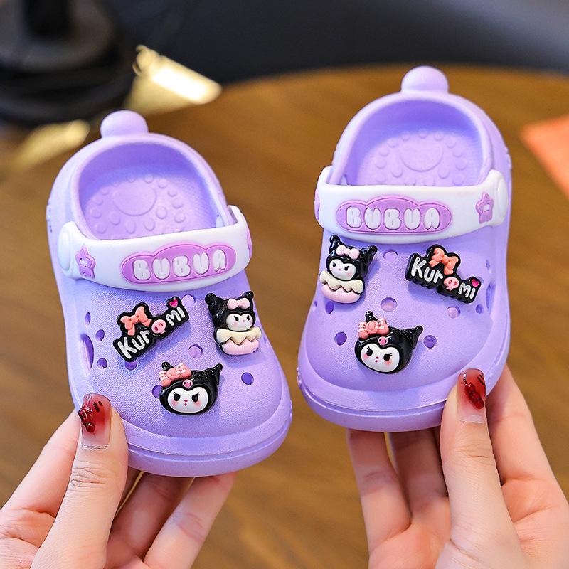 Детские кроксы своими руками с мультяшным дизайном для девочек, летние тапочки для малышей, мисок с защитой от столкновений, возраст 1-3 года