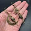 Asymmetrical Crow Skull Pentagram Design Dangle Earrings Retro Punk Style Alloy Jewelry Halloween Club Accessories