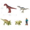 Mattel МИР ЮРСКОГО ПЕРИОДА Новая линейка Мини-фигурки Карнотавр 4 Динозавры 1 Всего 5 фигурок Годы и GWP72 Мульти-упаковка (Ограничено Включено) +