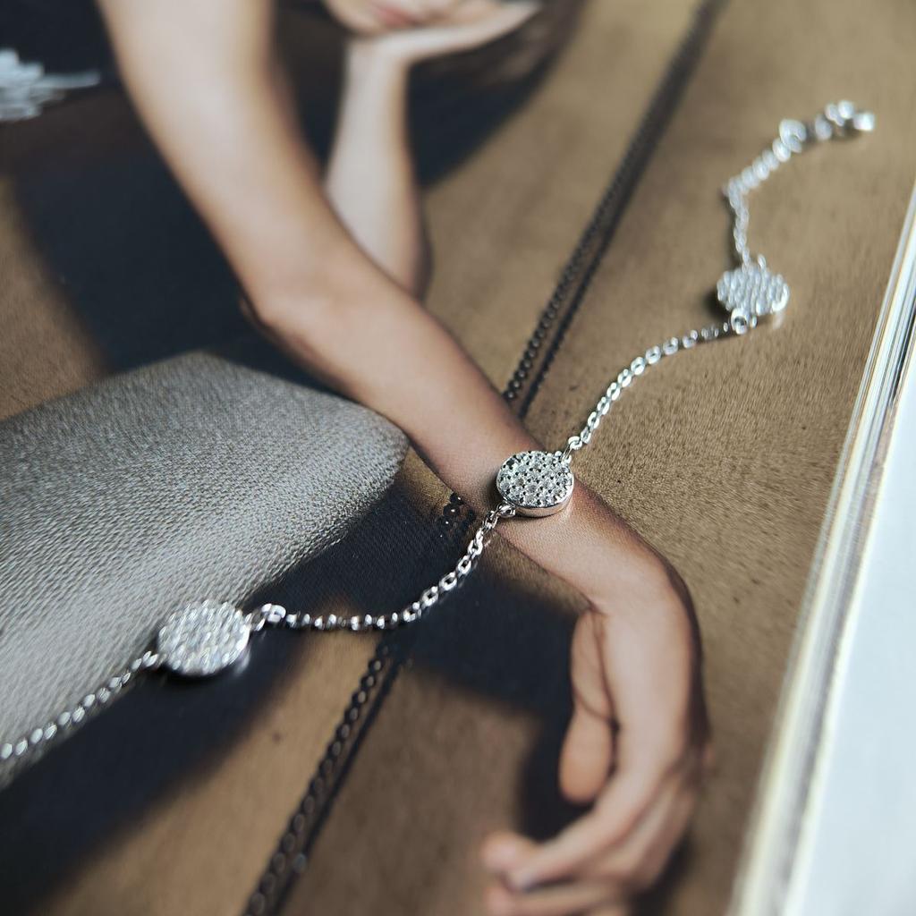 Silver Bracelet with Cubic Zirconia, Product Weight 3.11 G (2183891)