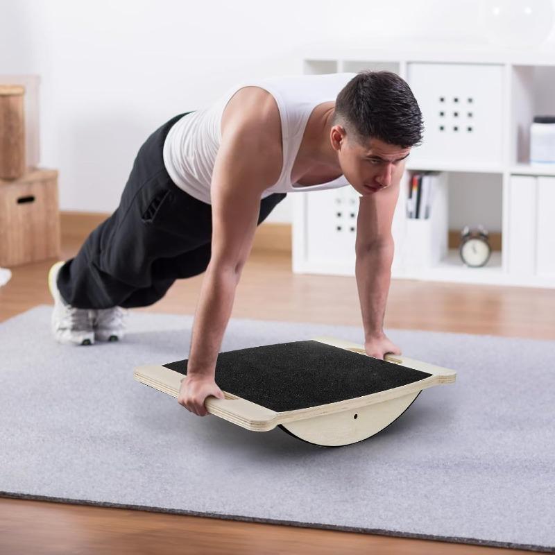 Wooden Balance Board, 350LBS Wobble Board with Handle for Adults, Anti-Slip Rocker Boards for Physical Therapy & Core Strength, Balancing Boards for